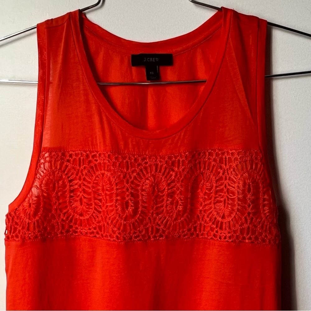 J. Crew orange embroidered lace cotton blend orange tank top XS